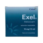 MELOXICAM INYECTABLE 15MG/1.5ML (EXEL) 3 AMPOLLETAS