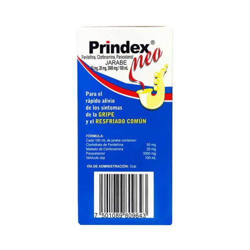 7501089809643_0.jpg FENILEFRINA/PARACETAMOL/CLORFENAMINA (PRINDEX NEO) 60ML