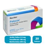 FENOFIBRATO/ACIDO FOLICO/ METFORMINA (FELOCOR) 20 TAB